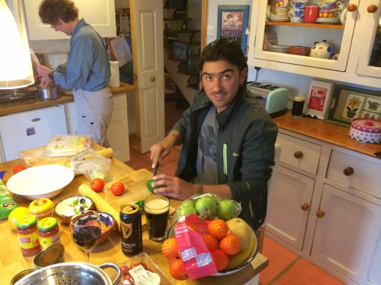 Cooking dinner with Guinness. photo by Kim Grandfield