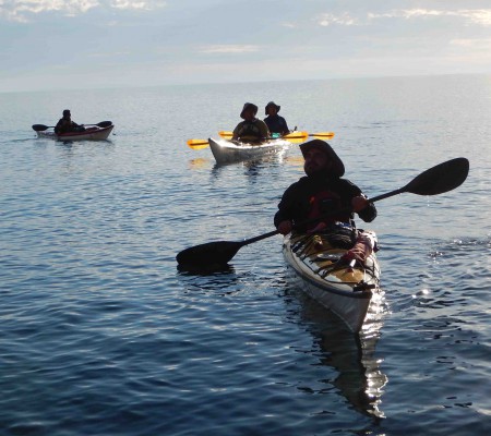 Returning for breakfast after a sunrise paddle